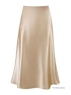 Women's Satin Midi Skirt High Waisted A-Line Long Skirt